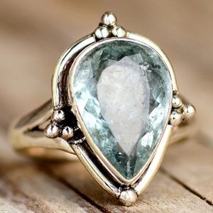 Sterling Silver & Aquamarine Ring, Size 5